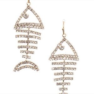 Crystal Pave Fish Bone Earrings (by Elaine Prospers)